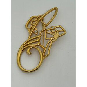 Vintage Lady Brooch Remington JJ Gold-Tone Woman With Rhinestone Accents